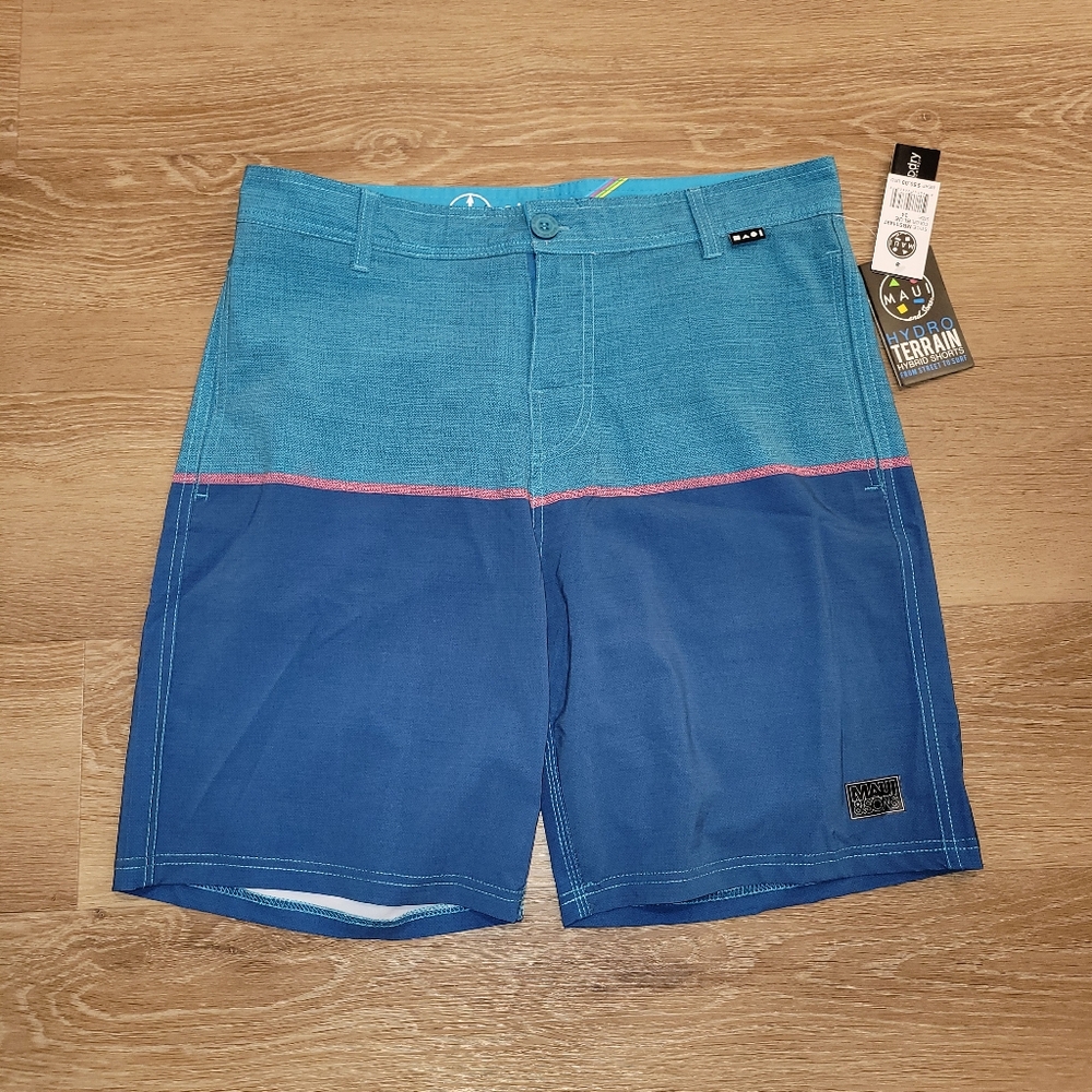 Maui & Sons Men’s Unlined Hydro Terrain Hybrid Swim Board Shorts Mens Size 34